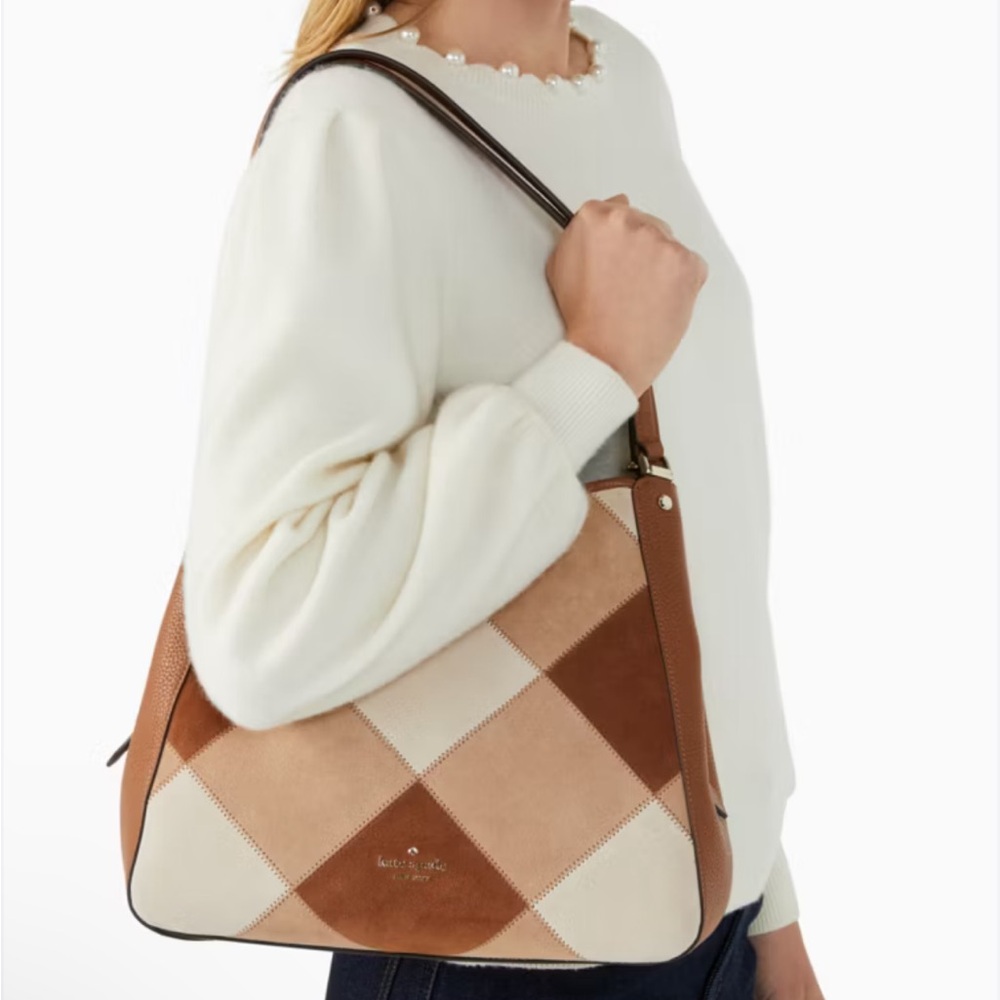 NWT kate spade Leila Medium Patchwork Suede Shoulder bag